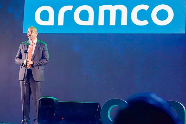 Yasser Mufti, vicepresidente ejecutivo de Productos y Clientes de Aramco, en la inauguración de este lunes. Foto: Verónica Ortíz