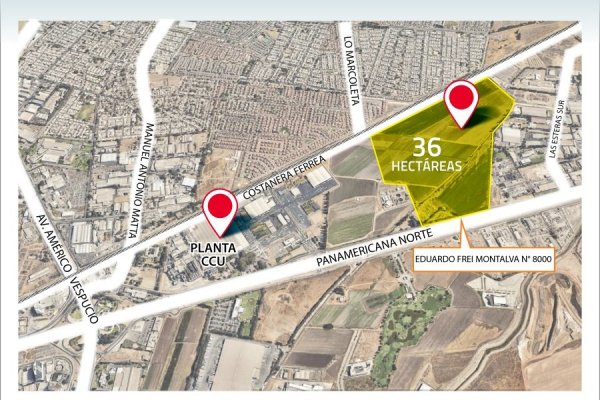 CCU podría recaudar unos US$ 71 millones con venta de estratégico terreno de 36 hectáreas en Quilicura