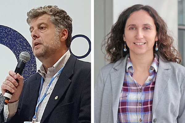 Francisco Meza, del Centro Cambio del Global UC, presentó el proyecto en la COP25. Anahí Urquiza, investigadora del CR2.