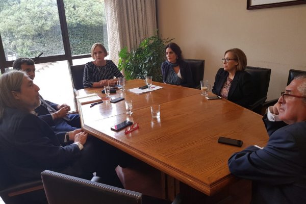 La ministra del Trabajo en reunión con senadores de partidos de oposición.