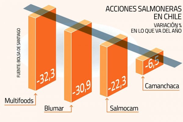 Caída del precio presiona a salmoneras en bolsa