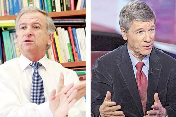 Felipe Larraín, Exministro de Hacienda y Clapes UC. Jeffrey Sachs, Centro de Desarrollo Sustentable, Columbia.