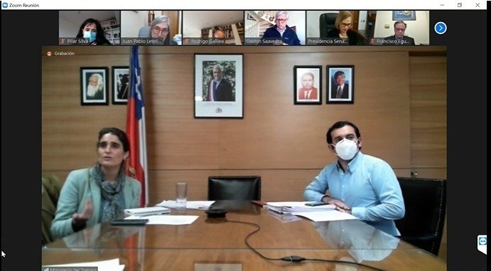 <p>La ministra del Trabajo, María José Zaldívar, junto al subsecretario Fernando Arab dieron cuenta de la iniciativa en la sesión de la comisión mixta.</p>