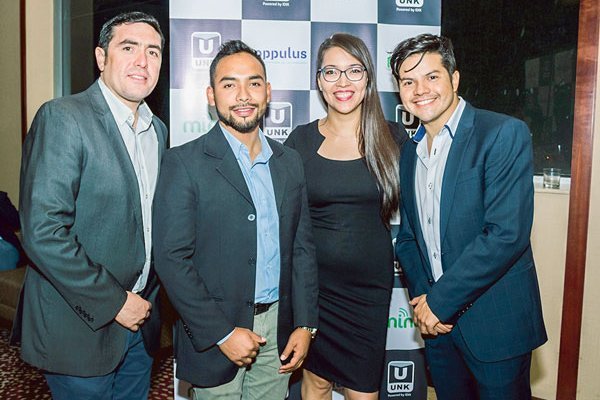 Francisco Cuevas (Founder COO), Jonathan Rojas (Especialista IoT), Natalia Mayas (Calidad), y Jaime Torres (Founder CEO)