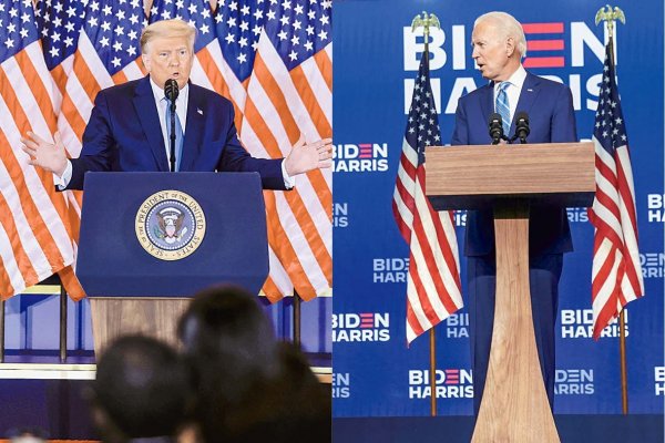 Tanto Biden como Trump estarán atentos hoy a los votos que se juegan en Nevada y Pensilvania. Foto: Reuters