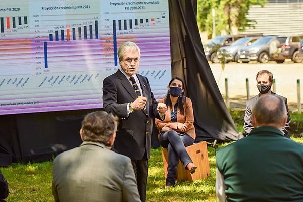 El presidente Piñera también respaldó al ministro de Hacienda, Ignacio Briones, ante críticas de la oposición. Foto: Agencia Uno