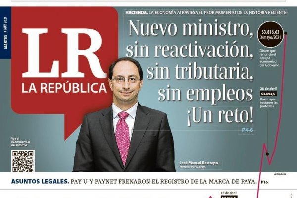 Con este impactante titular que resume la grave crisis que vive el país abrirá su edición de mañana martes el diario local La República.