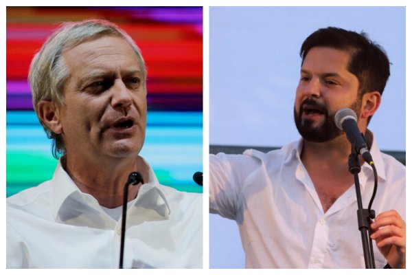 Los candidatos a la presidencia, José Antonio Kast y Gabriel Boric.