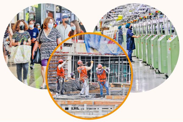 Dispar ánimo empresarial al partir el 2022: mundo financiero y comercio en azul y construcción se tiñe de rojo