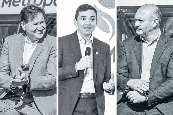 De izquierda a derecha: Eduardo Zbikoski y Javier Zbikoski -socios- y Mauricio Apud -gerente general- de Metropol.