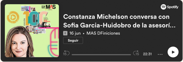 Constanza Michelson conversa con Sofia Garcia-Huidobro de la asesoría a la primera dama