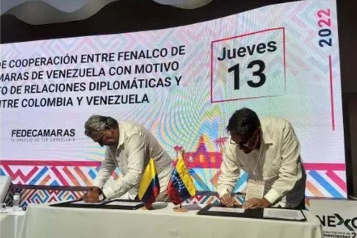 <p>Cámaras de Colombia y Venezuela firman acuerdo para impulsar el comercio</p>