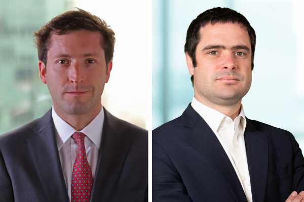 El nuevo gerente general de la AGF de Credicorp, Felipe Sotomayor y managing director de mercado de capitales, Arturo Aldunate.