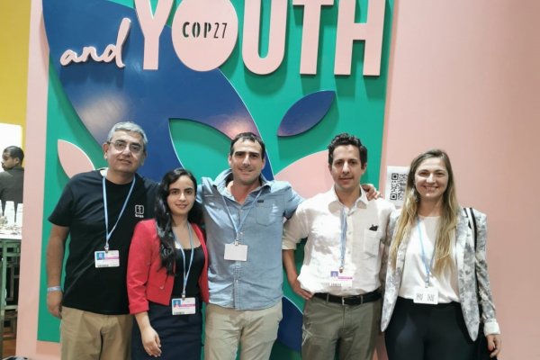 Jaime de la Cruz, de Kran; Constanza Levicán, de Suncast; Rafael Concha de BioFiltro; Tomás Bravo, de ChucaoTec; y Andrea Ramos, de Kilimo.