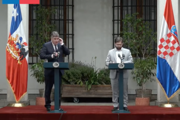<p>Ahora en DF | Presidente Boric recibe en La Moneda al mandatario de Croacia</p>