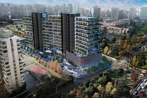 Árboles de hasta 8 metros en altura, auditorio al aire libre y hall de entrada de 5 pisos: así será el edificio del Santander