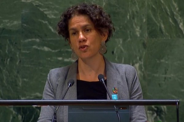 Ministra del Medio Ambiente, Maisa Rojas, presentando los compromisos de Chile en la Conferencia de la ONU.