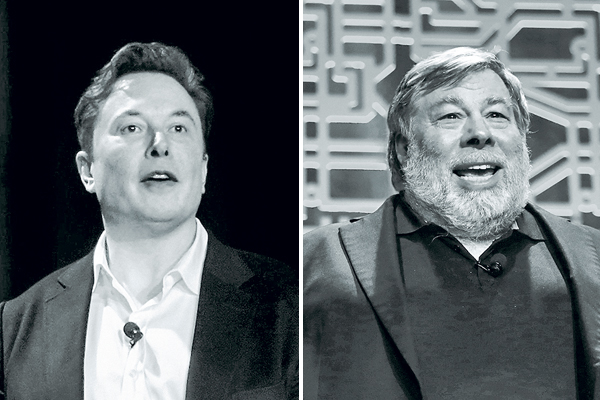 Elon Musk fundador de Tesla, Space X y Open IA. Steve Wozniak cofundador de Apple