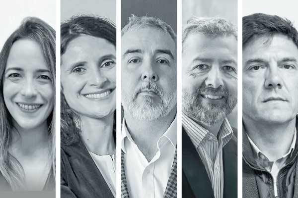 <p>Soledad Hormazábal, ingeniera comercial e investigadora de Horizontal. Ana María Montoya, miembro de la Red Procompetencia y académica. Rodrigo Castillo, abogado y exdirector ejecutivo de empresas eléctricas. Eduardo Saavedra, exministro del TDLC y académico de la UAH. Andrés Gómez-Lobo, exministro de transportes y profesor de la U. de Chile. Fotos: Julio Castro y Archivo</p>