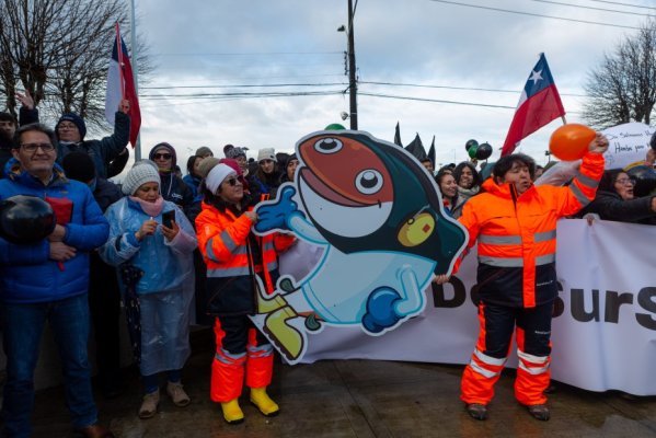 Movilizaciones de trabajadores salmoneros en Puerto Montt.