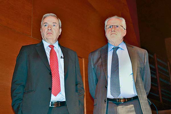 Los dos presidentes de Codelco: André Sougarret, CEO de la estatal, y el presidente del directorio, Máximo Pacheco.