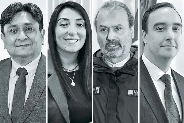 Ricardo Díaz gobernador de Antofagasta. Cristina Bravo gobernadora del Maule. Patricio Vallespín gobernador de Los Lagos. Jorge Flies gobernador de Magallanes.