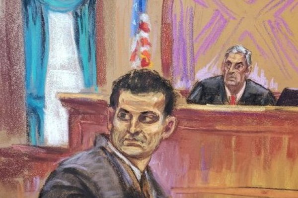 Un boceto de Bankman-Fried en el tribunal federal de Manhattan. (Foto: Reuters)