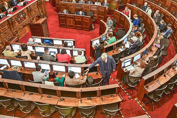 Las intervenciones en el pleno durante este lunes ratificaron el disenso en torno a la propuesta de texto constitucional. Foto: Agencia Uno