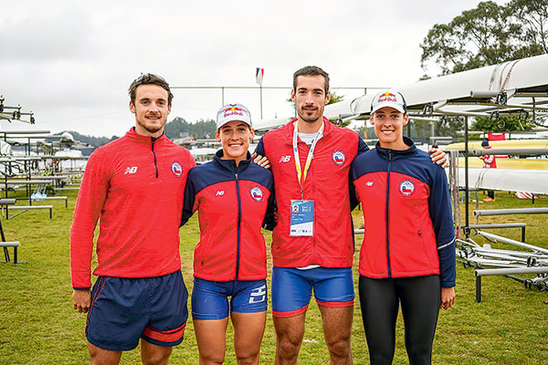 Los cuatrillizos Alfredo, Melita, Ignacio y Antonia Abraham (de izq a der). Todos lograron oro en la modalidad remo cuatro sin timonel.