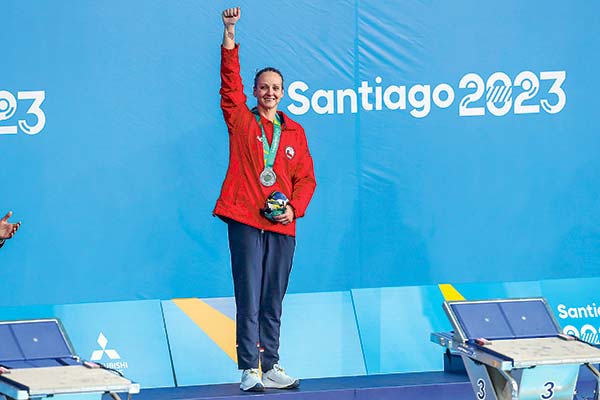 La nadadora Kristel Köbrich tras la final de 1.500m libres. Foto: Agencia Uno