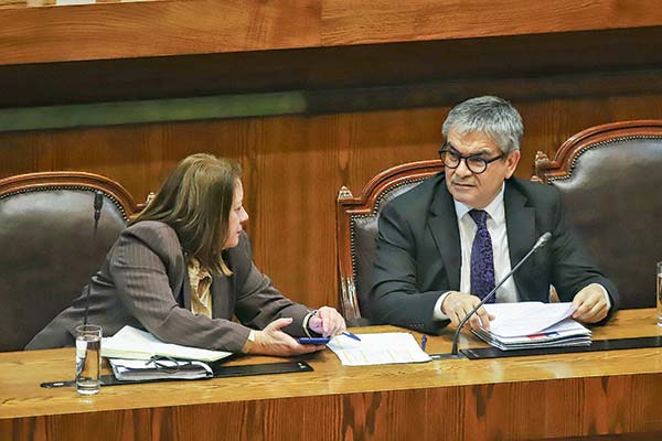 El ministro Marcel estuvo acompañado por la subsecretaria Berner en la testera de la Cámara.