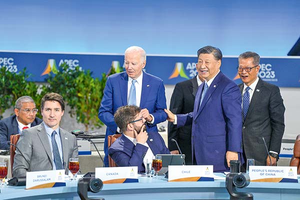 El Presidente Boric junto a los líderes de EEUU, Joe Biden; de China, Xi Jinping; y de Canadá, Justin Trudeau. Foto: Presidencia