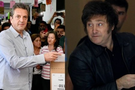 <p>Votan los candidatos: Massa apuesta por "relaciones maduras" con todos los países; Milei dice que es hora de "que hablen las urnas"</p>