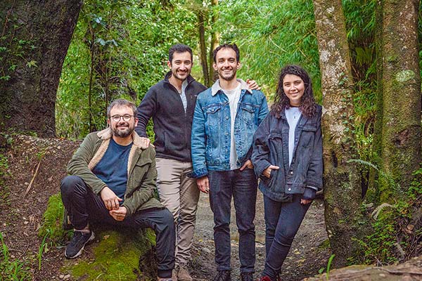 Waldo Soto, Benjamin Zehr, Daniel Gajardo y Gabriela Carrasco, fundadores de Reciprocal.