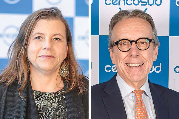 <p>Heike Paulmann directora de Cencosud y Julio Moura nuevo presidente de la compañía. Foto: José Montenegro y Archivo</p>