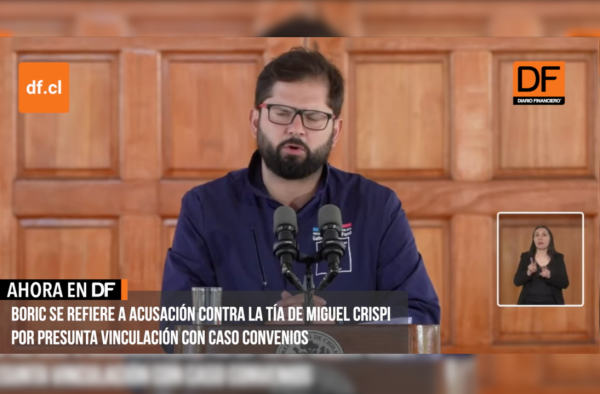 <p>Ahora en DF | Boric se refiere a acusación contra la tía de Crispi por presunta vinculación con Caso Convenios</p>