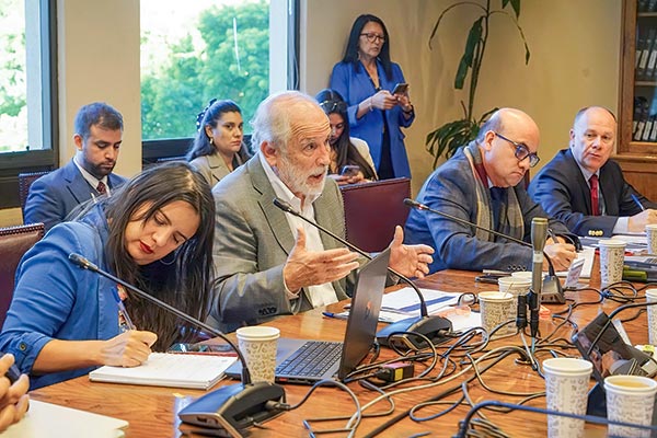 La directora de Presupuestos, Javiera Martínez, expuso junto al ministro de Vivienda, Carlos Montes, en el Congreso.