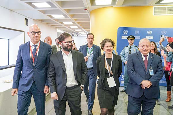 El Presidente Gabriel Boric asistió a la Cepal este lunes a la tercera reunión de la Conferencia de las Partes del Acuerdo de Escazú. Foto: Presidencia