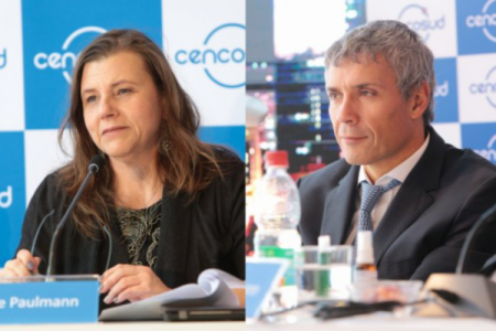 <p>Heike Paulmann, expresidenta de Cencosud, y Jaime Soler, exgerente general del grupo y futuro director de Cencosud Shopping.</p>