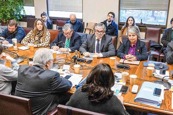 <p>Los ministros de Hacienda, Mario Marcel, y del Trabajo, Jeannette Jara, participaron de la sesión en el Senado. Foto: Senado</p>