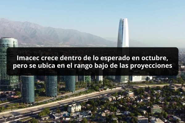 <p>DATA DF | Imacec crece dentro de lo esperado en octubre, ubicándose en el rango bajo de las proyecciones</p>