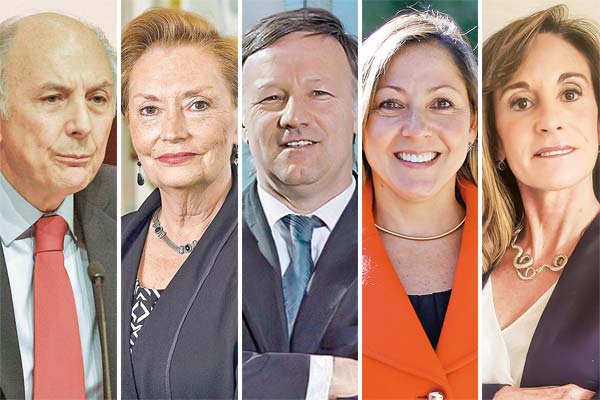 <p>Mauricio Larraín, director electo en Bci por las AFP. Vivianne Blanlot, directora independiente en Aguas Andinas. Abel Bouchon, director en Multiexport por las AFP. Roberta Valenca, Junto a Bouchon llegó a la mesa de Multiexport. Dolores Lasen, directora electa por las AFP en Socovesa. Fotos: Archivo</p>