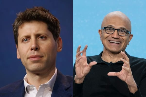 <p>Sam Altman, director ejecutivo de OpenAI y Satya Nadella, Presidente y director ejecutivo de Microsoft.</p>