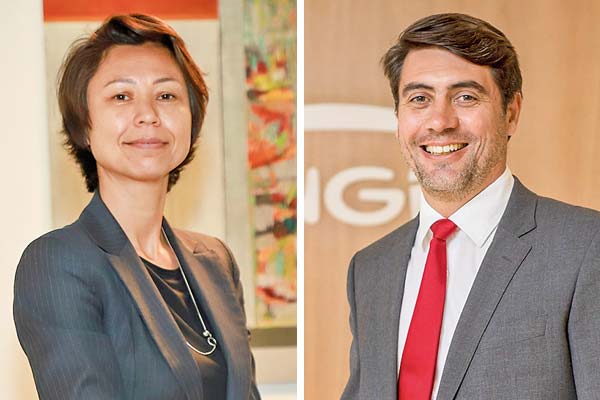<p>Rosaline Corinthien, nueva directora general de Transmisión y Distribución de Engie a nivel global. Juan Martín Villavicencio, nuevo gerente general de Engie Chile. Foto: Julio Castro y Archivo</p>