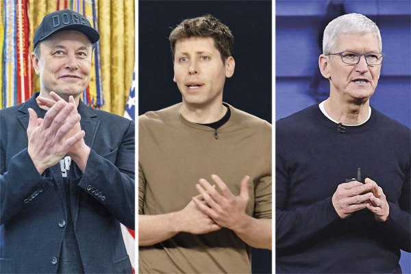 <p>Elon Musk Controlador de X y XAI. Sam Altman CEO y fundador de OpenAI. Tim Cook CEO de Apple. Fotos: Bloomberg</p>