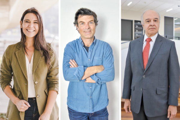 Rocío Fonseca fue directora ejecutiva de Start-Up Chile entre 2015 y 2018. Nicolás Shea es considerado el fundador de Start-Up Chile. Hernán Cheyre fue vicepresidente ejecutivo de Corfo entre 2010 y 2014. Fotos: Archivo