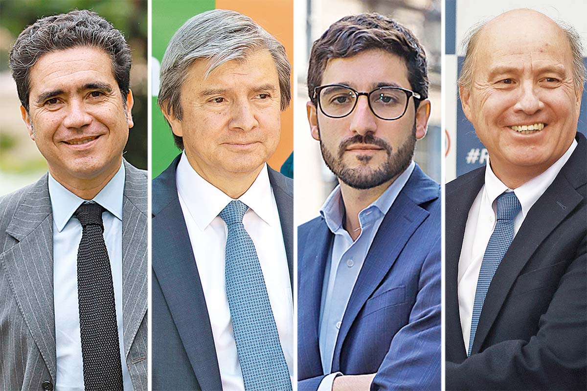<p>Ignacio Briones, equipo económico de Evelyn Matthei. Gonzalo Sanhueza, equipo económico de Evelyn Matthei. Nicolás Bohme, equipo económico de Jeannette Jara. Jorge Quiroz, equipo económico de José Antonio Kast. Fotos: Aton</p>