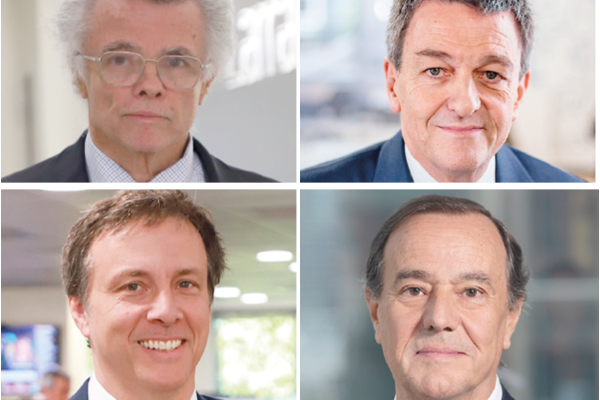 <p>Leonardo Suárez socio y director de estudios de Larrainvial. Fernando Larraín Cruzat socio y presidente ejecutivo de la compañía. Andrés Trivelli socio de la matriz y actual gerente general de la corredora de bolsa. Juan Luis Correa socio y actual gerente general de la matriz. Fotos: Julio Castro y Archivo</p>