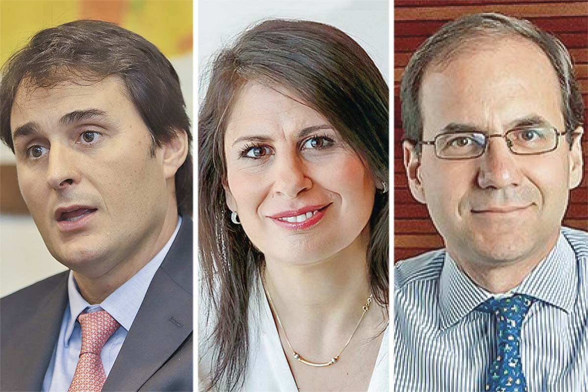 <p>Cristóbal Eyzaguirre, Nicole Nehme y Julio Pellegrini. Fotos: Archivo</p>