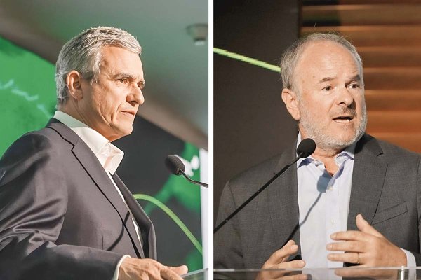 <p>A la izquierda, el CEO de CMPC, Francisco Ruiz-Tagle; a la derecha, el presidente del directorio, Bernardo Larraín Matte.</p>